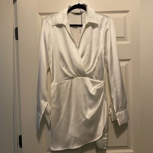 White silky mini dress